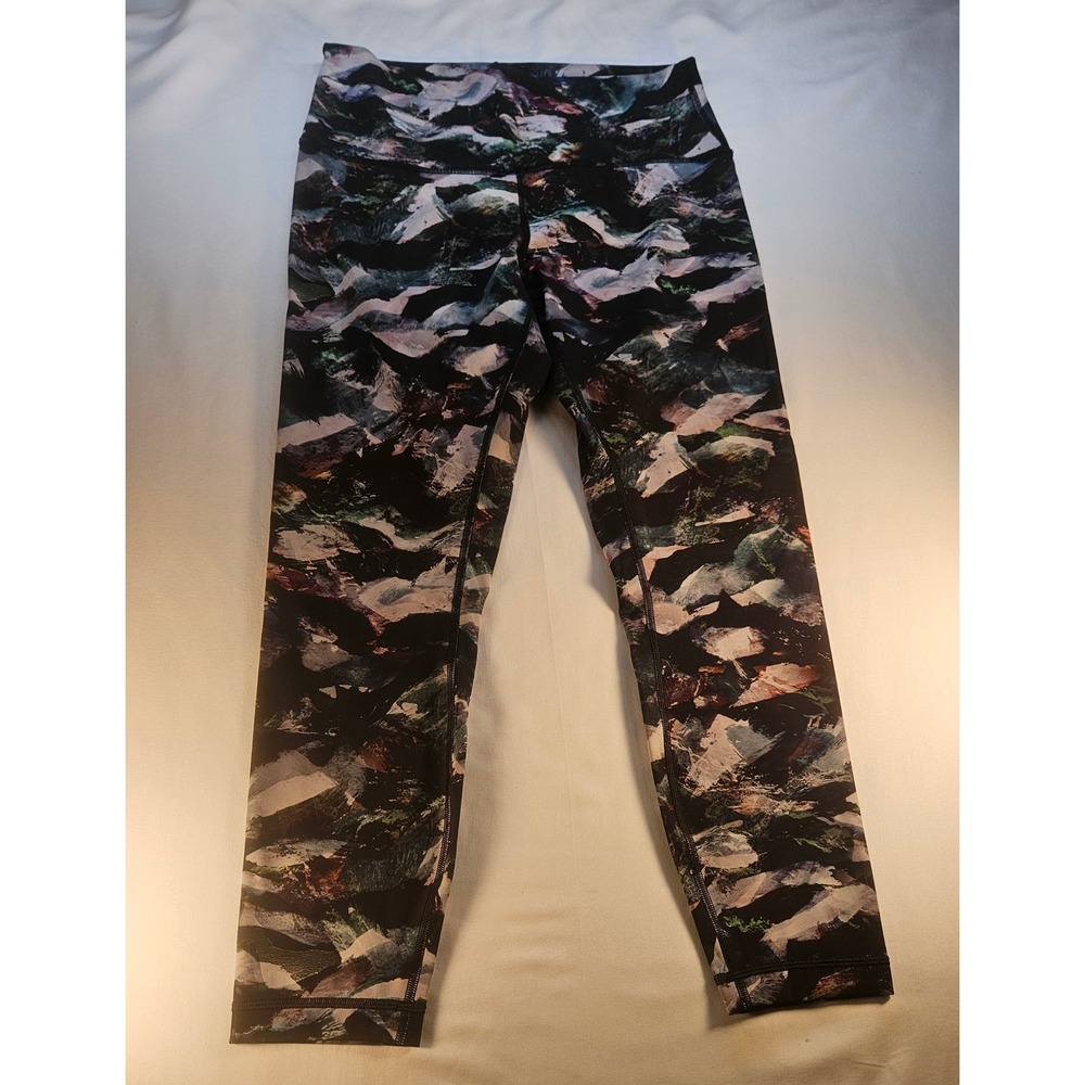 Lululemon Wunder Under High Rise Leggings Size 10 Abstract Brushstroke Print